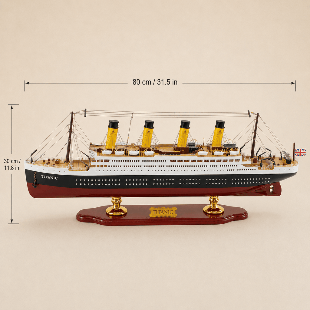 RMS Titanic Wooden Ship Model – Deluxe 80 cm - Ocean Relic Studio- Handcrafted Wooden Ship Model
