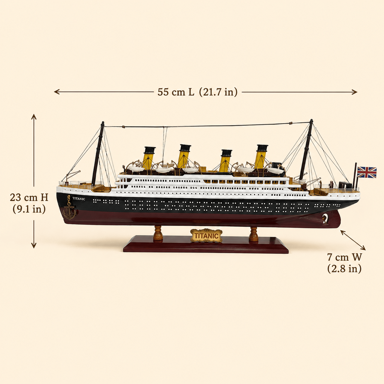 RMS Titanic Wooden Ship Model – Premium 55 cm - Ocean Relic Studio- Handcrafted Wooden Ship Model
