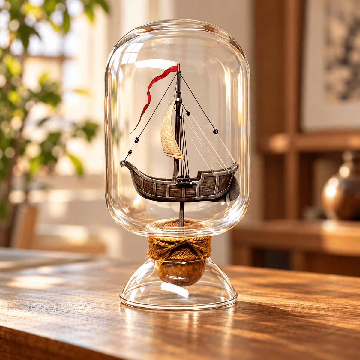 Sailing Ship in a Bottle – Classic Miniature 16 cm - Ocean Relic Studio