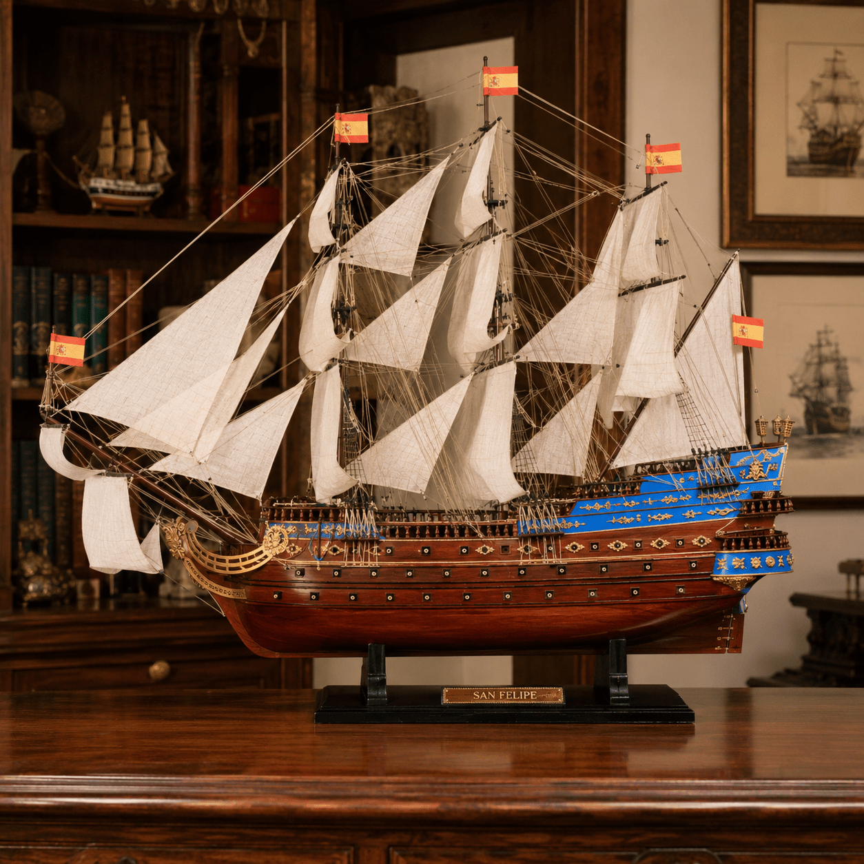 San Felipe Wooden Ship Model – Deluxe 160 cm - Ocean Relic Studio- Handcrafted Wooden Ship Model