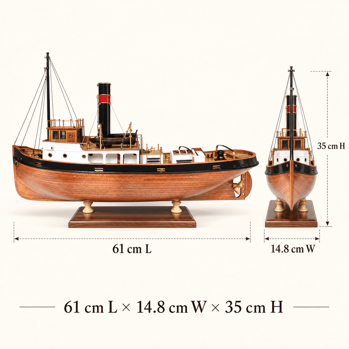 Sanson Steam Tugboat Wooden Ship Model Kit – 1:50 Scale - Ocean Relic Studio