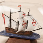 Santa Maria Ship in a Bottle – Columbus Voyage Nautical Decor - Ocean Relic Studio- Handcrafted Wooden Ship Model