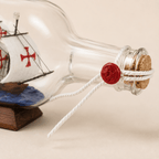 Santa Maria Ship in a Bottle – Columbus Voyage Nautical Decor - Ocean Relic Studio- Handcrafted Wooden Ship Model