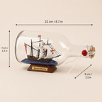 Santa Maria Ship in a Bottle – Columbus Voyage Nautical Decor - Ocean Relic Studio- Handcrafted Wooden Ship Model