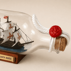 Santa Maria Ship in a Bottle – Handcrafted Nautical Decor - Ocean Relic Studio- Handcrafted Wooden Ship Model