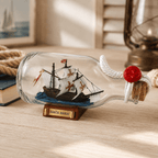 Santa Maria Ship in a Bottle – Handcrafted Nautical Decor - Ocean Relic Studio- Handcrafted Wooden Ship Model