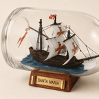 Santa Maria Ship in a Bottle – Handcrafted Nautical Decor - Ocean Relic Studio- Handcrafted Wooden Ship Model