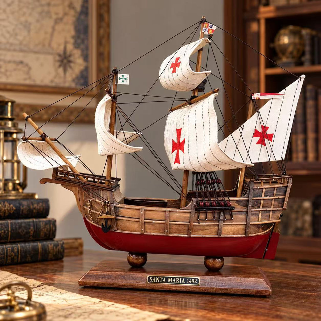 Santa Maria Wooden Ship Model – Artisan Detail 40 cm - Ocean Relic Studio