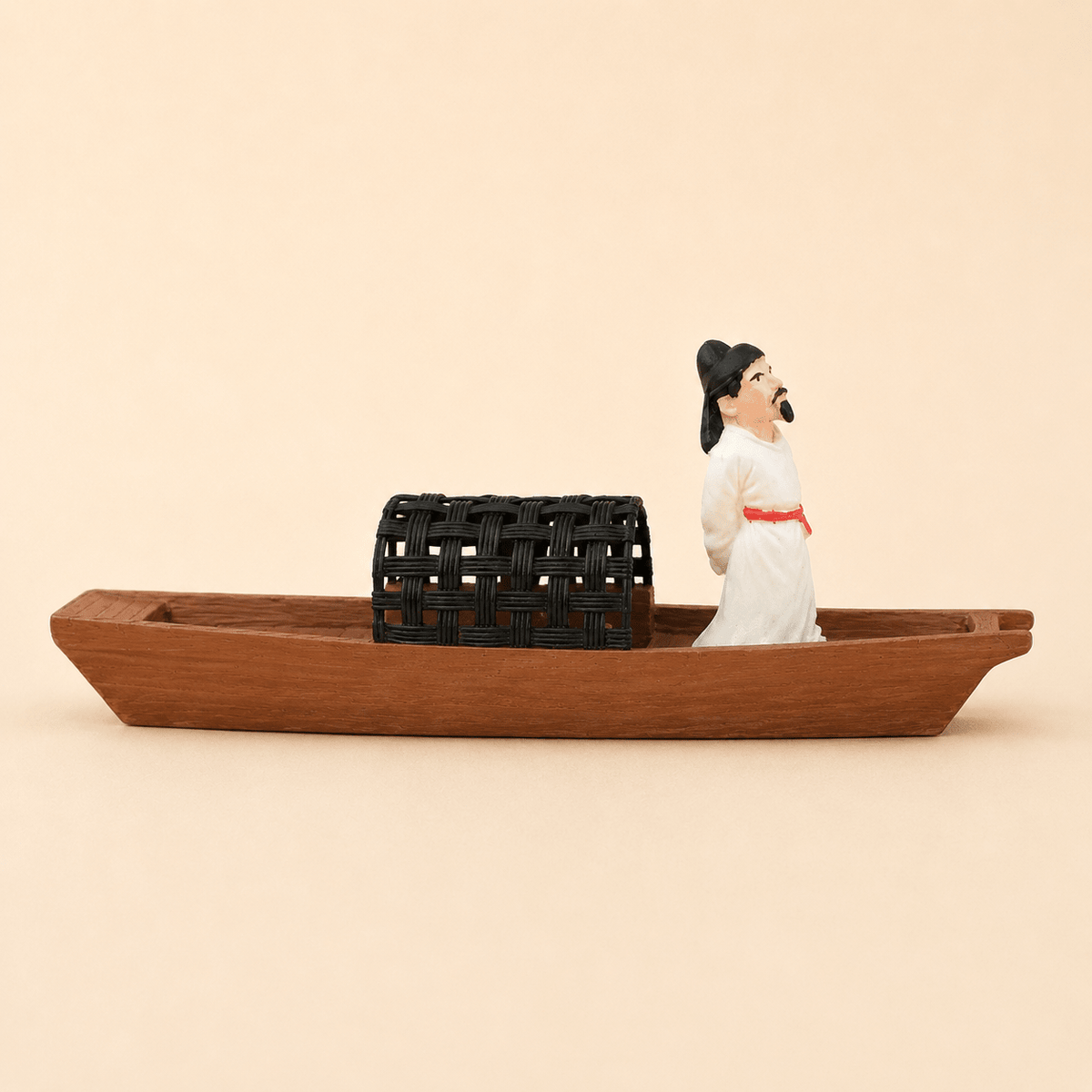 Scholar on River Boat Resin Ship Model – Ancient Chinese Figure - Ocean Relic Studio