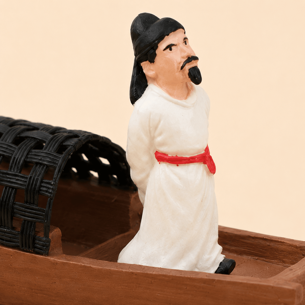 Scholar on River Boat Resin Ship Model – Ancient Chinese Figure - Ocean Relic Studio
