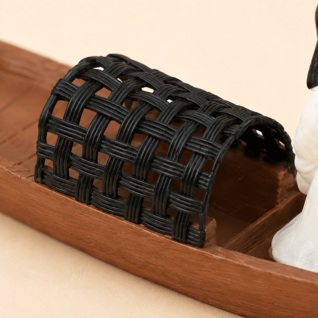 Scholar on River Boat Resin Ship Model – Ancient Chinese Figure - Ocean Relic Studio