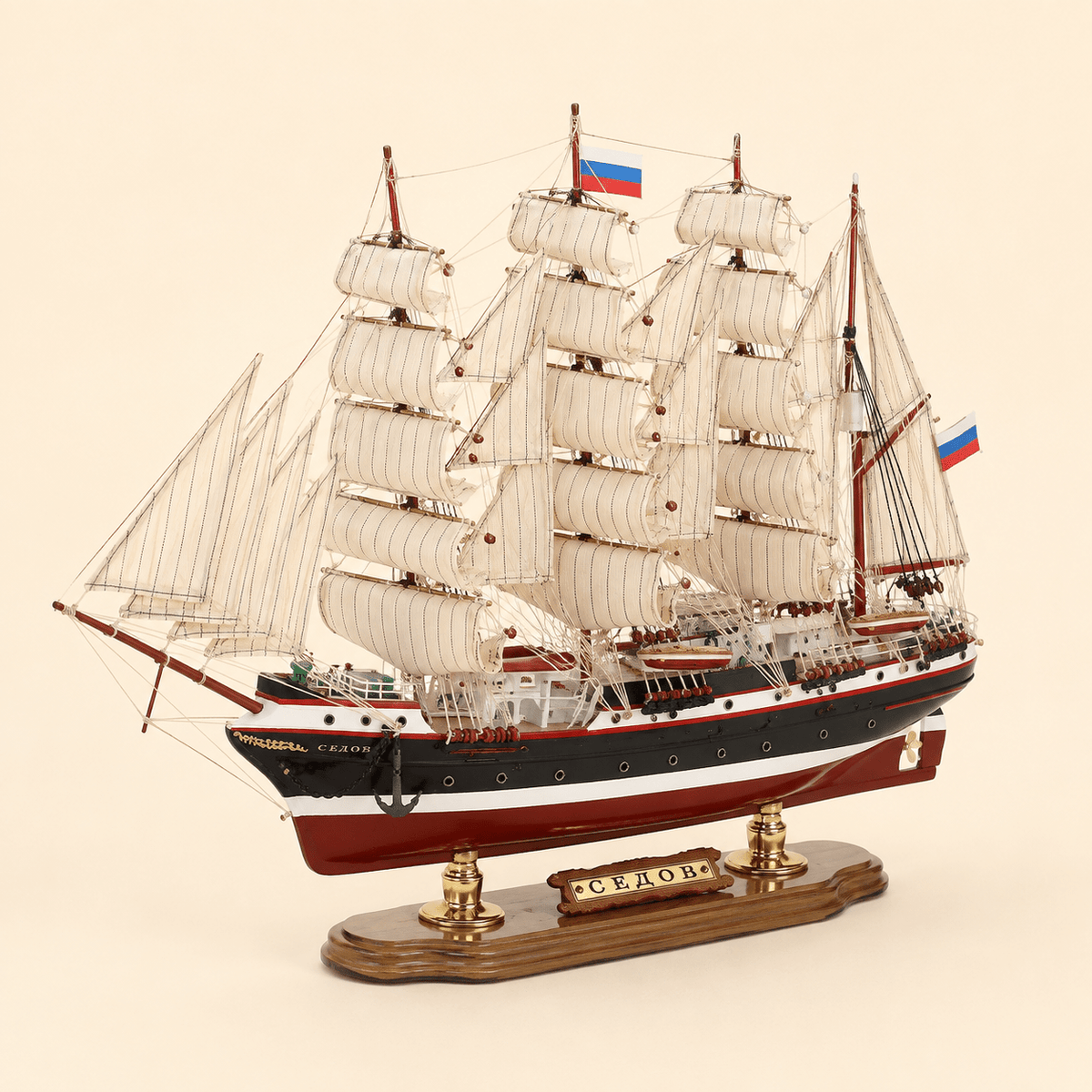 Sedov Tall Ship Wooden Ship Model – Premium 52 cm - Ocean Relic Studio