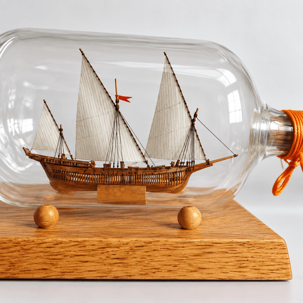Shark Ship in a Bottle Wooden Model Kit – 1:450 Scale - Ocean Relic Studio