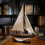 American Single-Mast Sailboat Model – Handcrafted Wooden Sailing Yacht