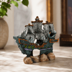 Shipwreck Pirate Sailboat Resin Ship Model – Sunken Ghost Ship with Tattered Sails - Ocean Relic Studio- Handcrafted Wooden Ship Model