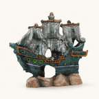 Shipwreck Pirate Sailboat Resin Ship Model – Sunken Ghost Ship with Tattered Sails - Ocean Relic Studio- Handcrafted Wooden Ship Model