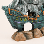 Shipwreck Pirate Sailboat Resin Ship Model – Sunken Ghost Ship with Tattered Sails - Ocean Relic Studio- Handcrafted Wooden Ship Model