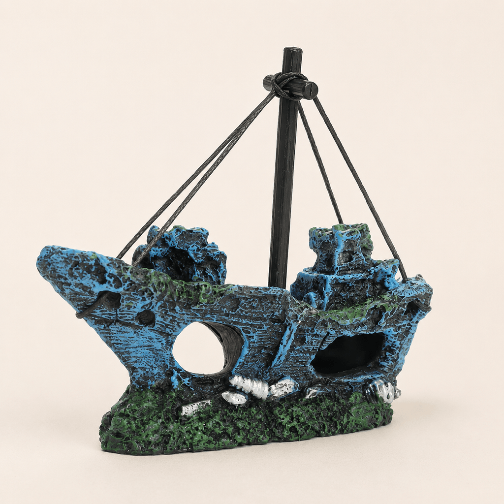 Shipwreck Sailboat Resin Ship Model – Sunken Vessel with Mast & Rigging - Ocean Relic Studio- Handcrafted Wooden Ship Model