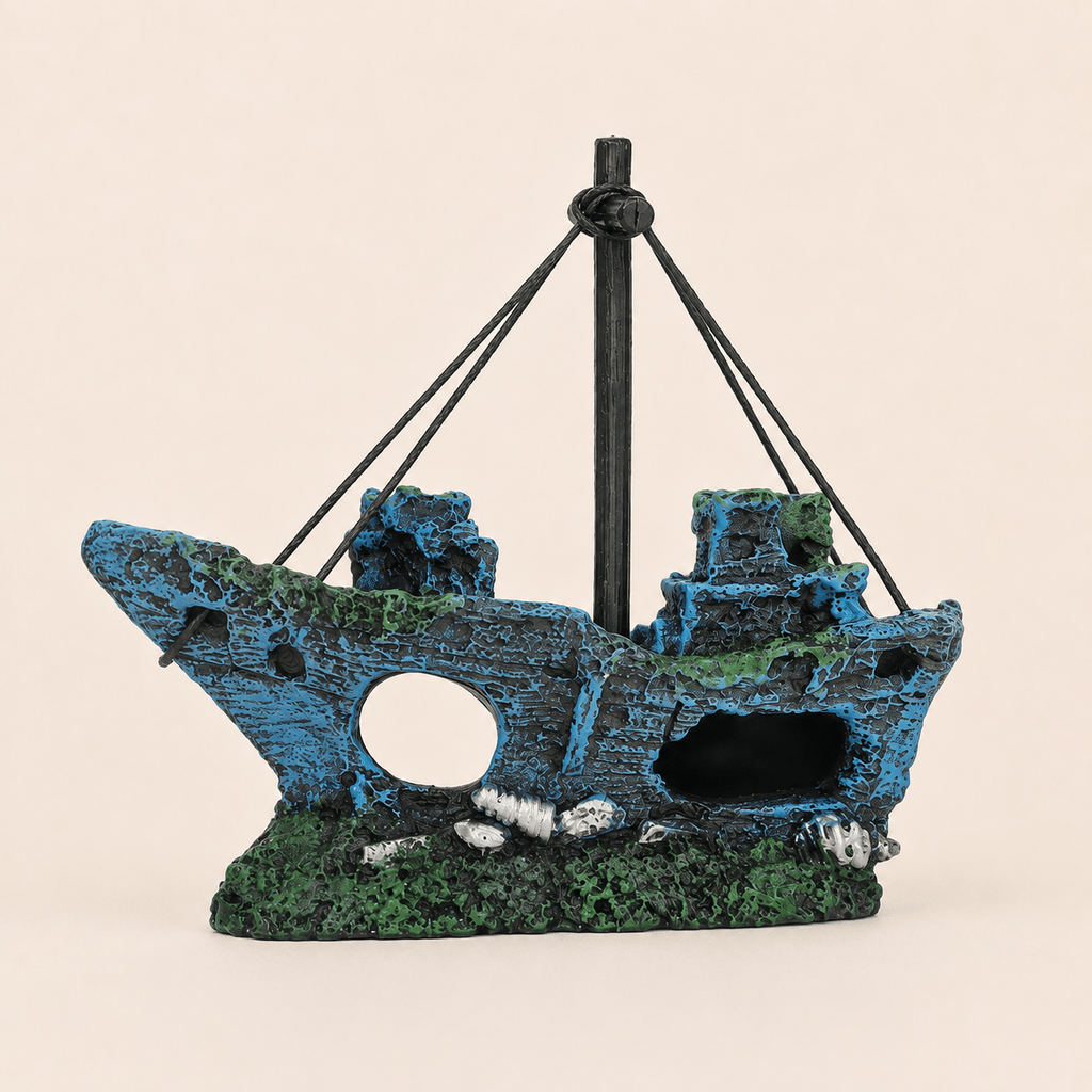Shipwreck Sailboat Resin Ship Model – Sunken Vessel with Mast & Rigging - Ocean Relic Studio- Handcrafted Wooden Ship Model