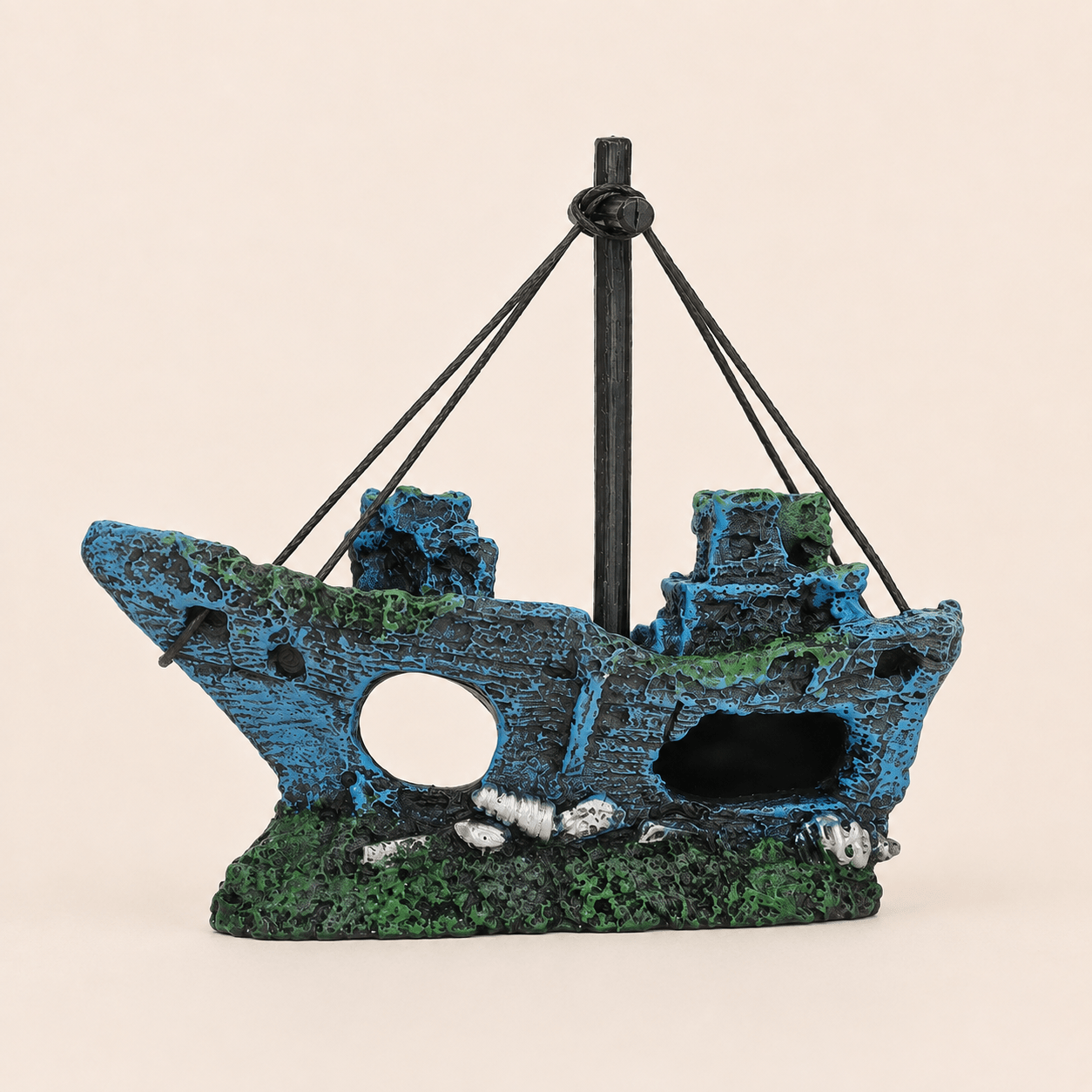 Shipwreck Sailboat Resin Ship Model – Sunken Vessel with Mast & Rigging - Ocean Relic Studio- Handcrafted Wooden Ship Model