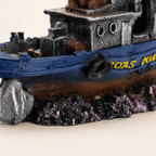 Shipwreck Tugboat Resin Ship Model – Sunken Vessel with Turtle & Chimney - Ocean Relic Studio- Handcrafted Wooden Ship Model