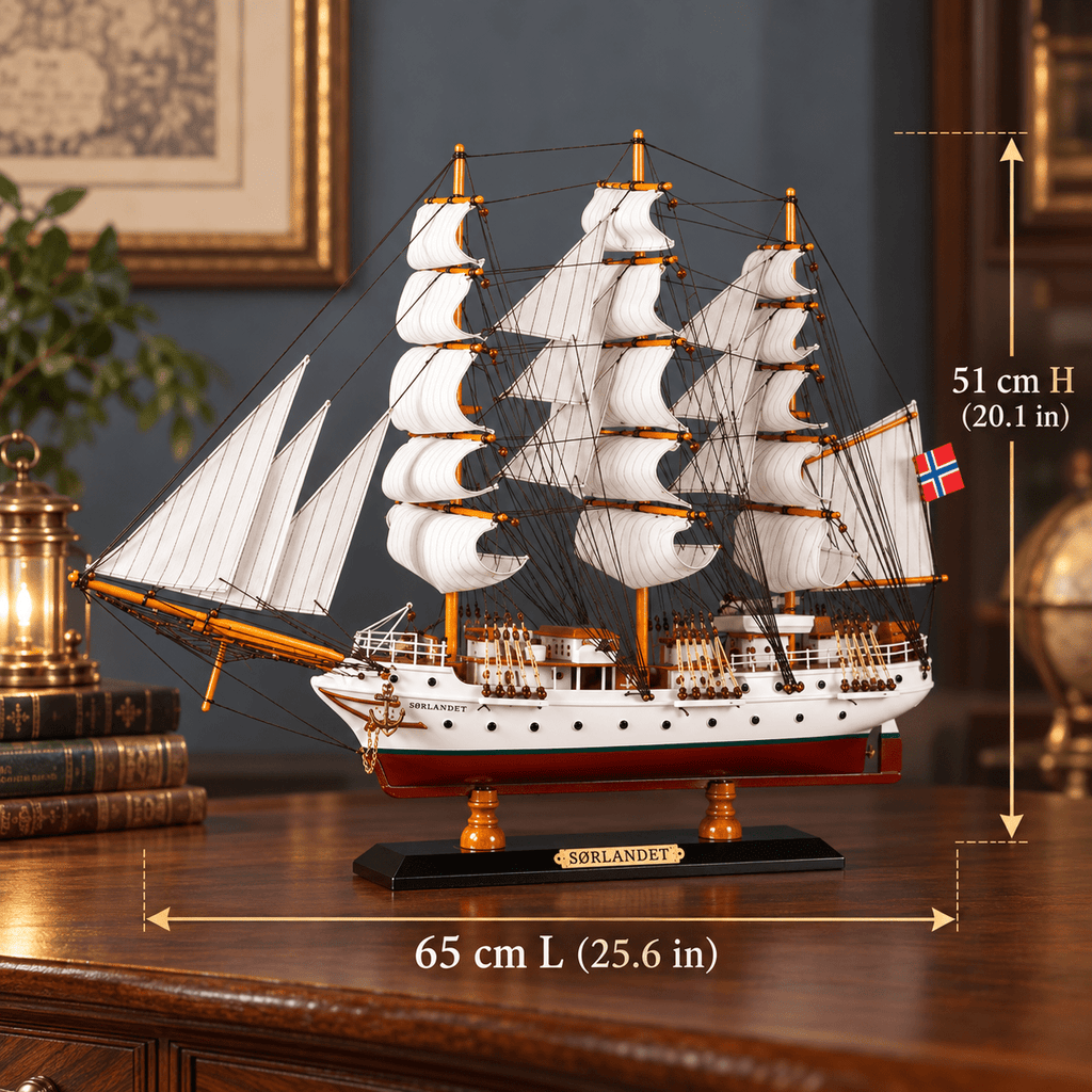 Sørlandet Wooden Ship Model – Deluxe 65 cm - Ocean Relic Studio