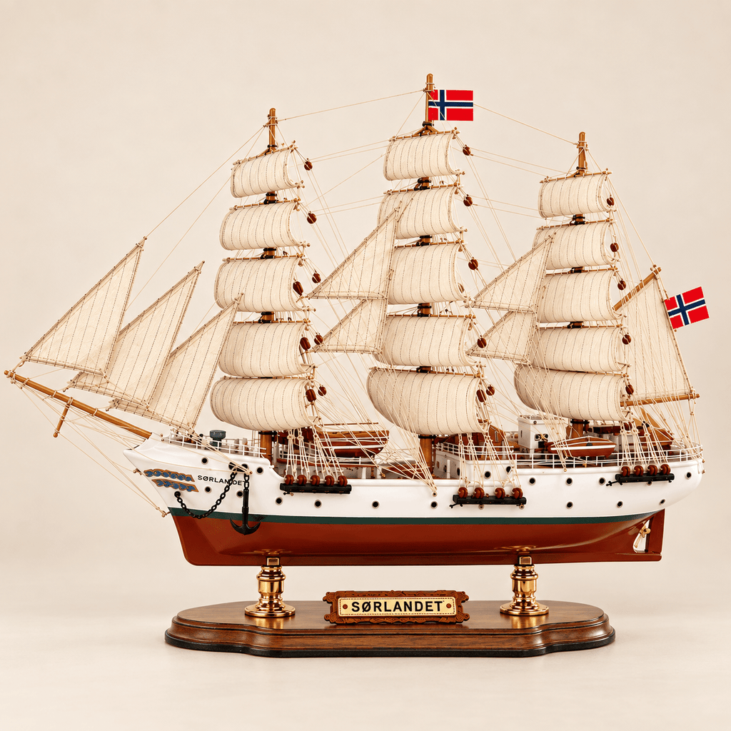 Sørlandet Wooden Ship Model – Premium 52 cm - Ocean Relic Studio