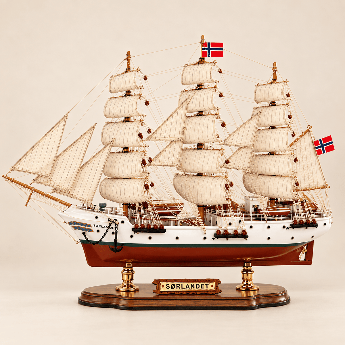 Sørlandet Wooden Ship Model – Premium 52 cm - Ocean Relic Studio
