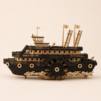 Steam Paddlewheel Wooden Ship Model Kit – 319-Piece 3D Puzzle - Ocean Relic Studio- Handcrafted Wooden Ship Model