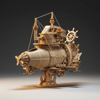 Steampunk Submarine Model Kit — 233-Piece Wooden 3D Puzzle