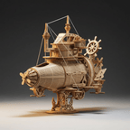 スチームパンク潜水艦模型キット — 233ピース木製3Dパズル - Ocean Relic Studio
