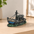 Sunken Fishing Boat Resin Ship Model – Weathered Wreck with Mast & Rigging - Ocean Relic Studio- Handcrafted Wooden Ship Model
