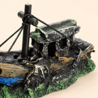 Sunken Fishing Boat Resin Ship Model – Weathered Wreck with Mast & Rigging - Ocean Relic Studio- Handcrafted Wooden Ship Model