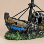 Sunken Fishing Boat Resin Ship Model – Weathered Wreck with Mast & Rigging - Ocean Relic Studio- Handcrafted Wooden Ship Model