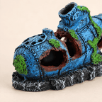 Sunken Submarine Resin Ship Model – Blue Wreck with Moss & Rock Base - Ocean Relic Studio- Handcrafted Wooden Ship Model