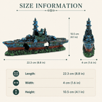 Sunken Warship Resin Ship Model – Blue Battleship Wreck Aquarium Decor - Ocean Relic Studio- Handcrafted Wooden Ship Model