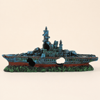 Sunken Warship Resin Ship Model – Blue Battleship Wreck Aquarium Decor - Ocean Relic Studio- Handcrafted Wooden Ship Model