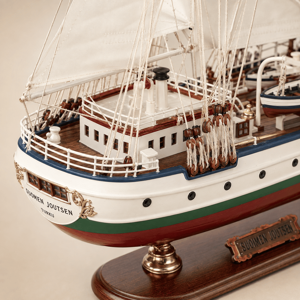 Suomen Joutsen Wooden Ship Model – Deluxe 80 cm - Ocean Relic Studio- Handcrafted Wooden Ship Model