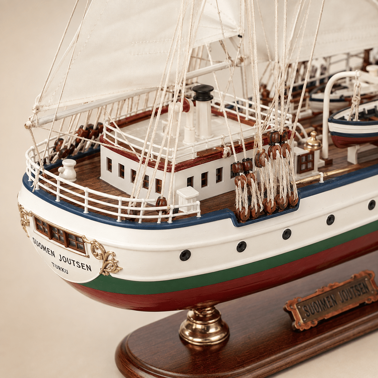 Suomen Joutsen Wooden Ship Model – Deluxe 80 cm - Ocean Relic Studio- Handcrafted Wooden Ship Model