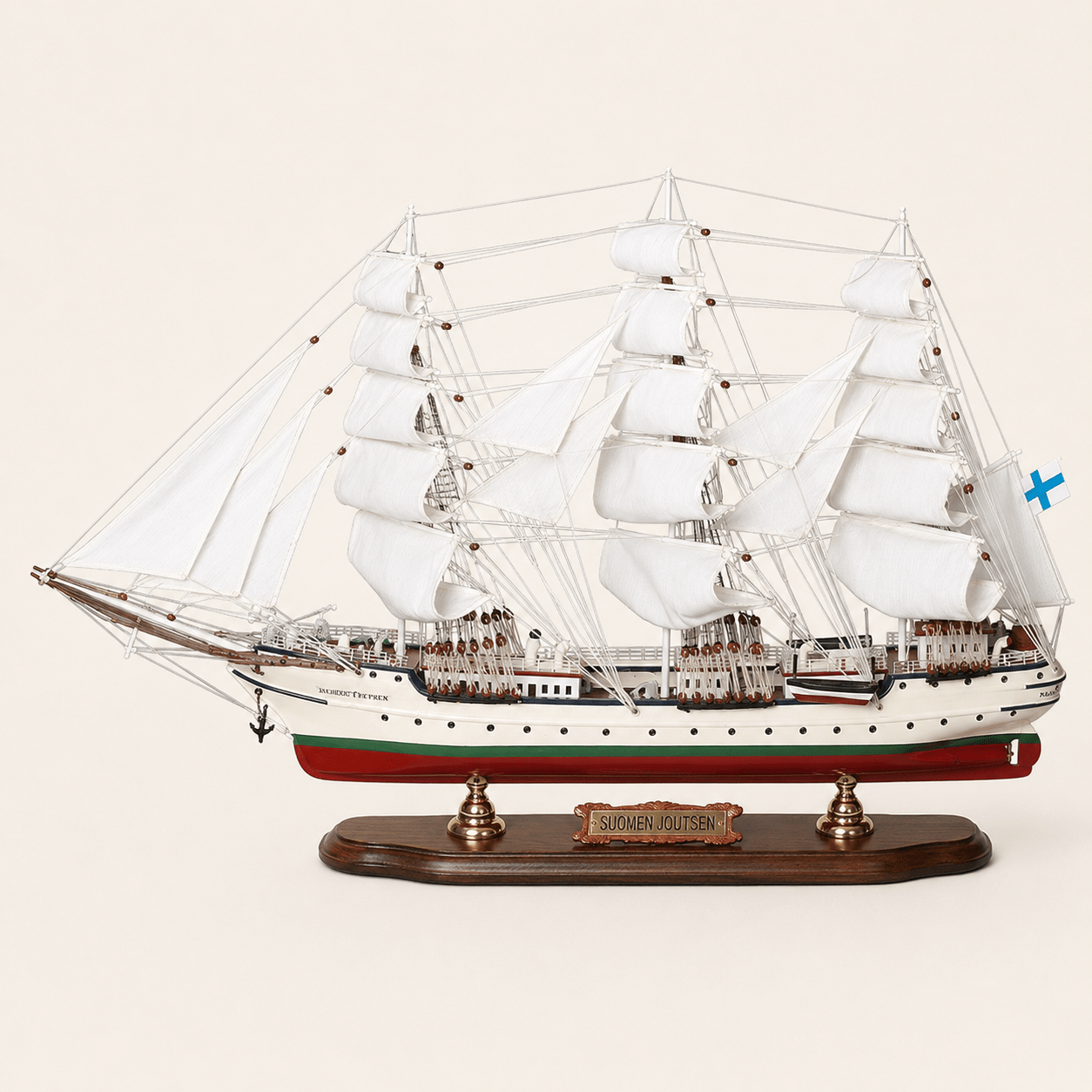 Suomen Joutsen Wooden Ship Model – Deluxe 80 cm - Ocean Relic Studio- Handcrafted Wooden Ship Model