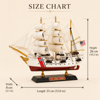 U.S. Coast Guard Wooden Ship Model – Classic 33 cm - Ocean Relic Studio- Handcrafted Wooden Ship Model