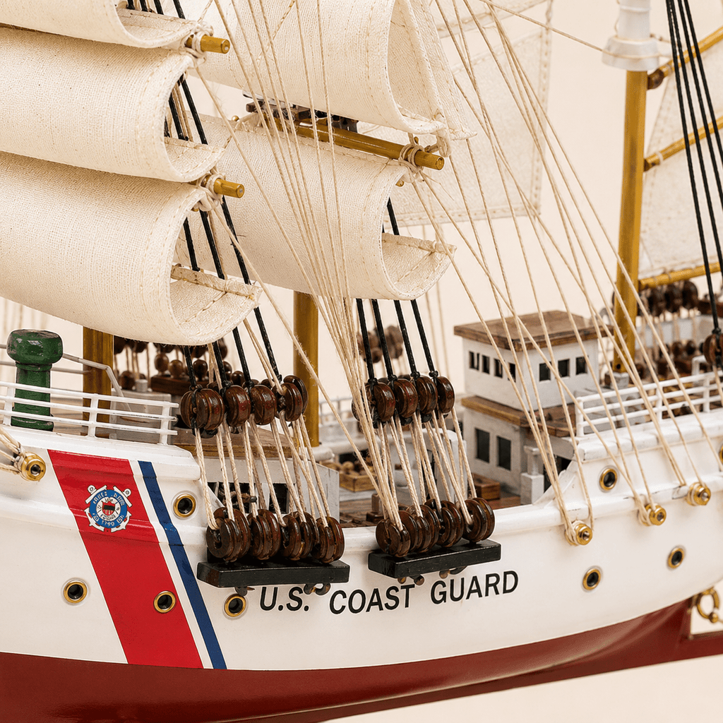 U.S. Coast Guard Wooden Ship Model – Classic 33 cm - Ocean Relic Studio- Handcrafted Wooden Ship Model