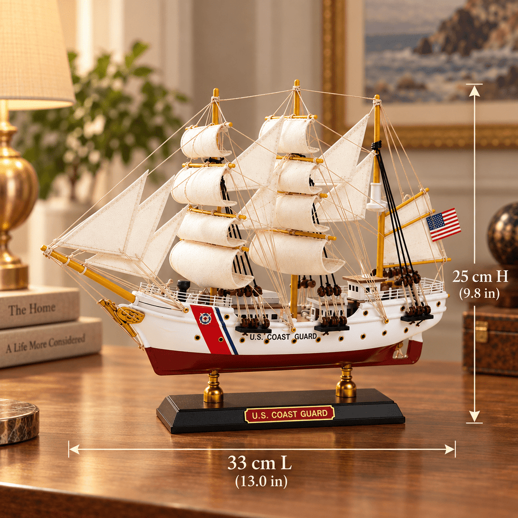 U.S. Coast Guard Wooden Ship Model – Classic 33 cm - Ocean Relic Studio