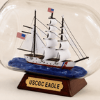 USCGC Eagle Ship in a Bottle – US Coast Guard Tall Ship Nautical Decor - Ocean Relic Studio- Handcrafted Wooden Ship Model