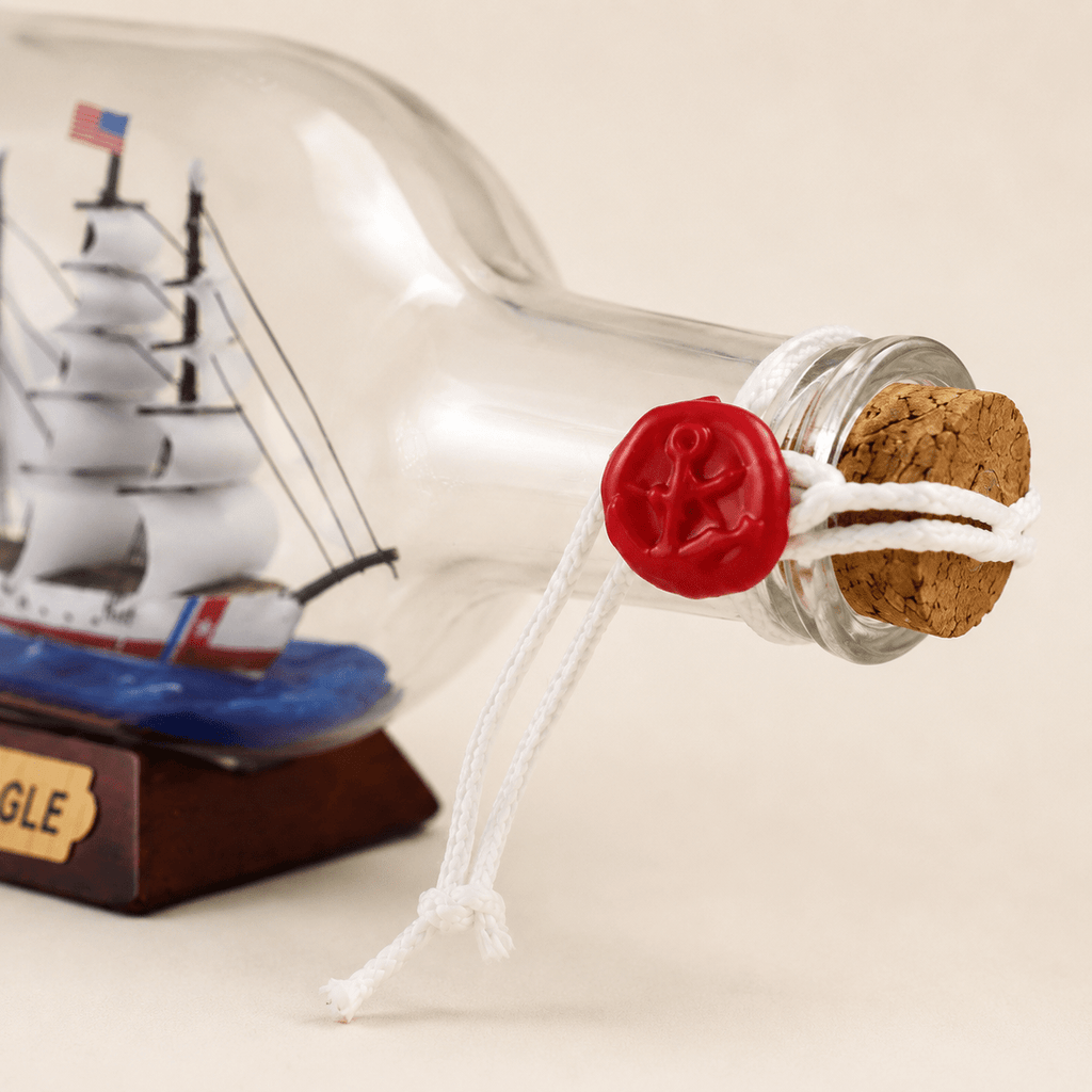 USCGC Eagle Ship in a Bottle – US Coast Guard Tall Ship Nautical Decor - Ocean Relic Studio- Handcrafted Wooden Ship Model