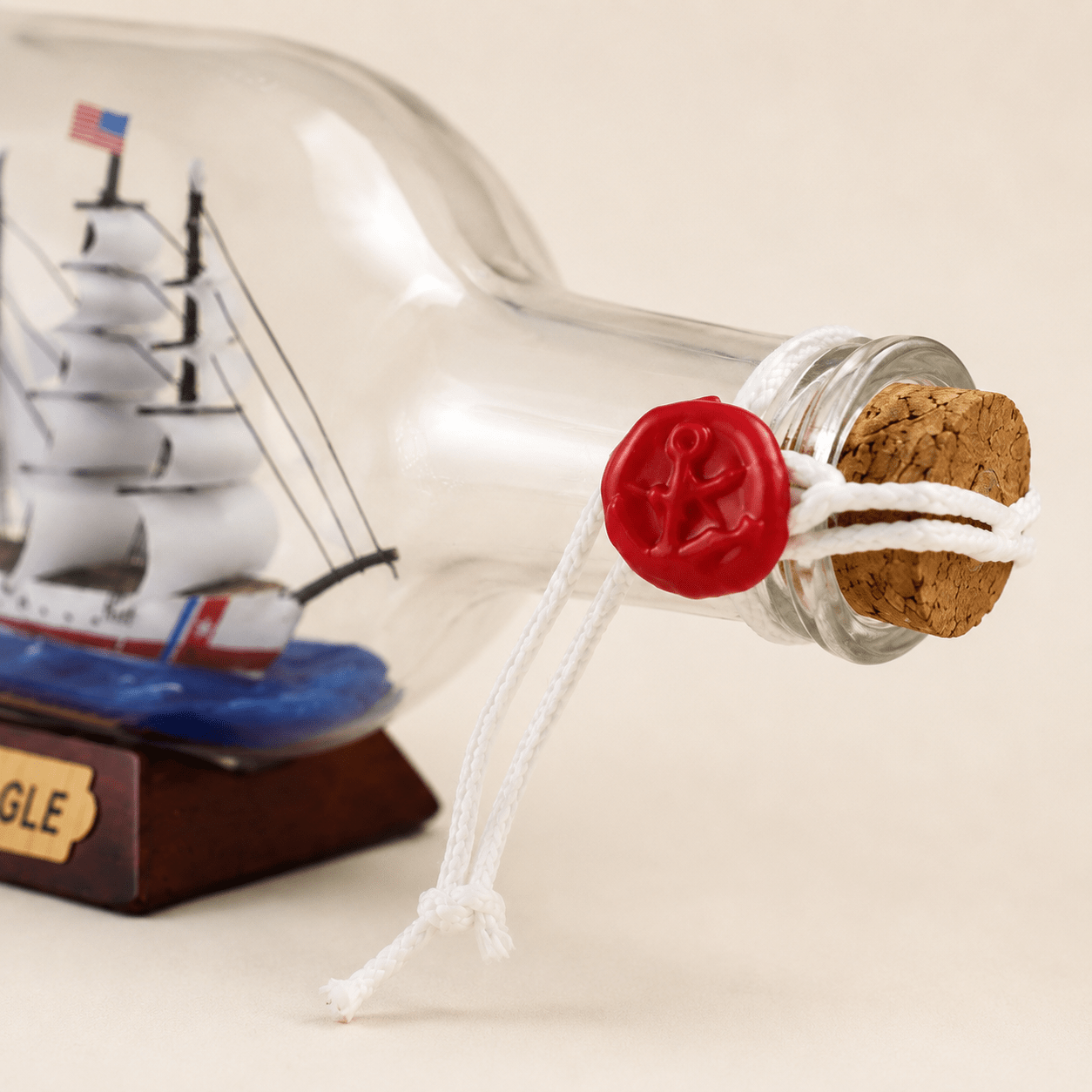 USCGC Eagle Ship in a Bottle – US Coast Guard Tall Ship Nautical Decor - Ocean Relic Studio- Handcrafted Wooden Ship Model