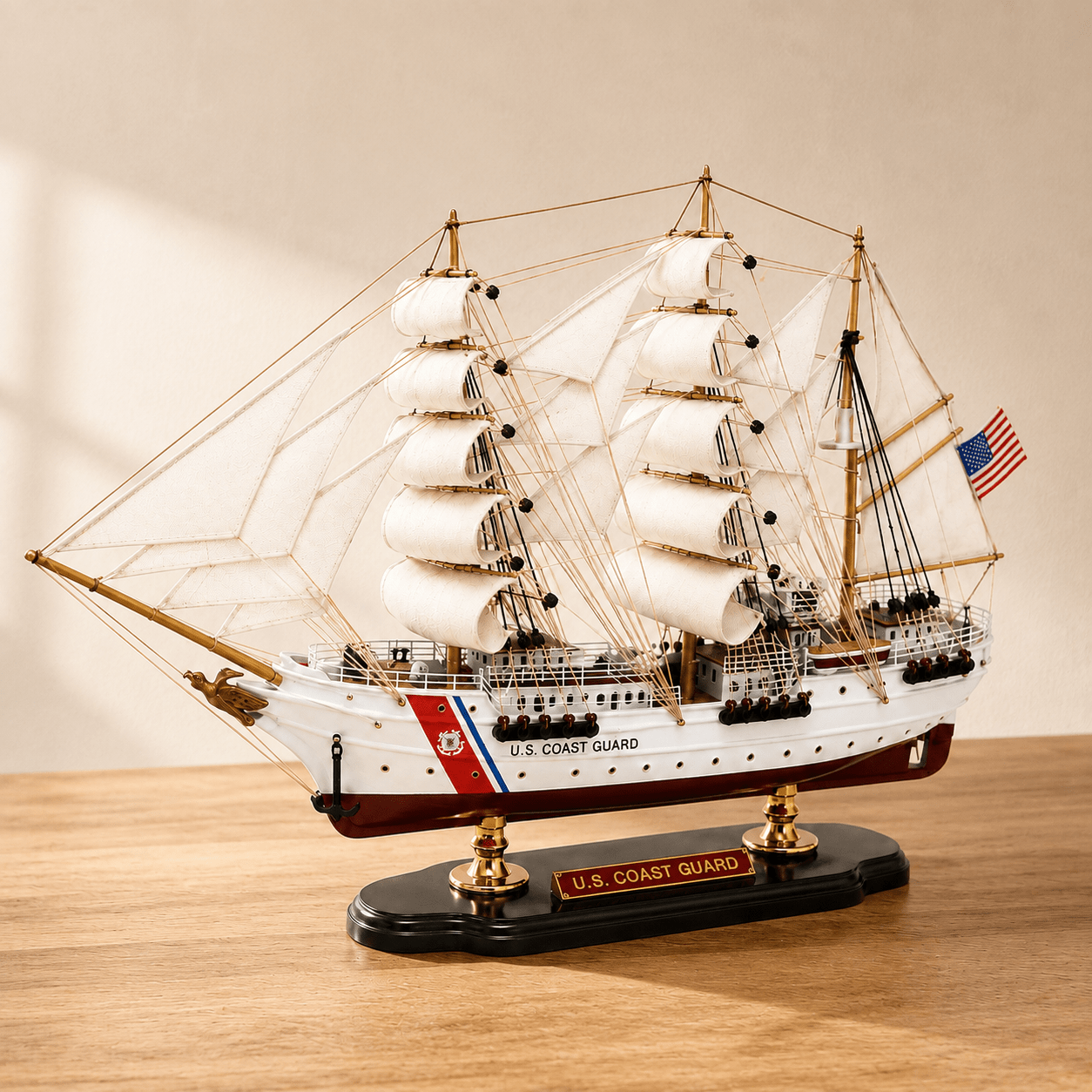 USCGC Eagle Wooden Ship Model – Premium 52 cm - Ocean Relic Studio- Handcrafted Wooden Ship Model