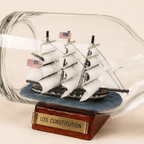 USS Constitution Ship in a Bottle – Handcrafted Nautical Decor - Ocean Relic Studio- Handcrafted Wooden Ship Model