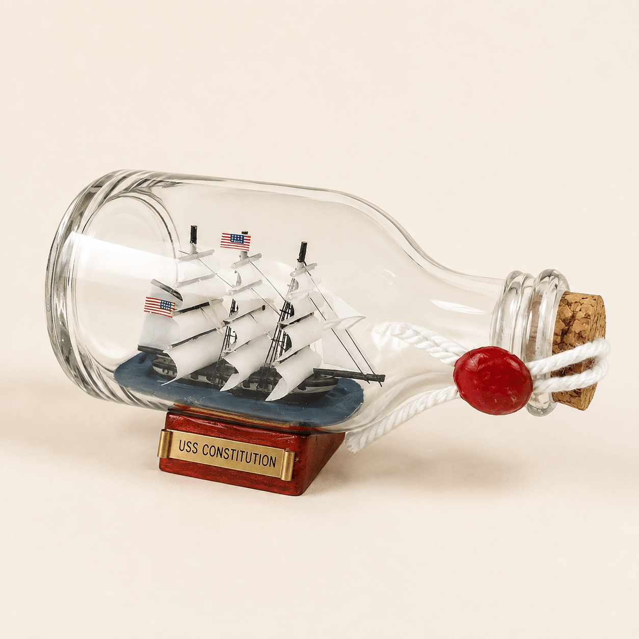 USS Constitution Ship in a Bottle – Handcrafted Nautical Decor - Ocean Relic Studio- Handcrafted Wooden Ship Model