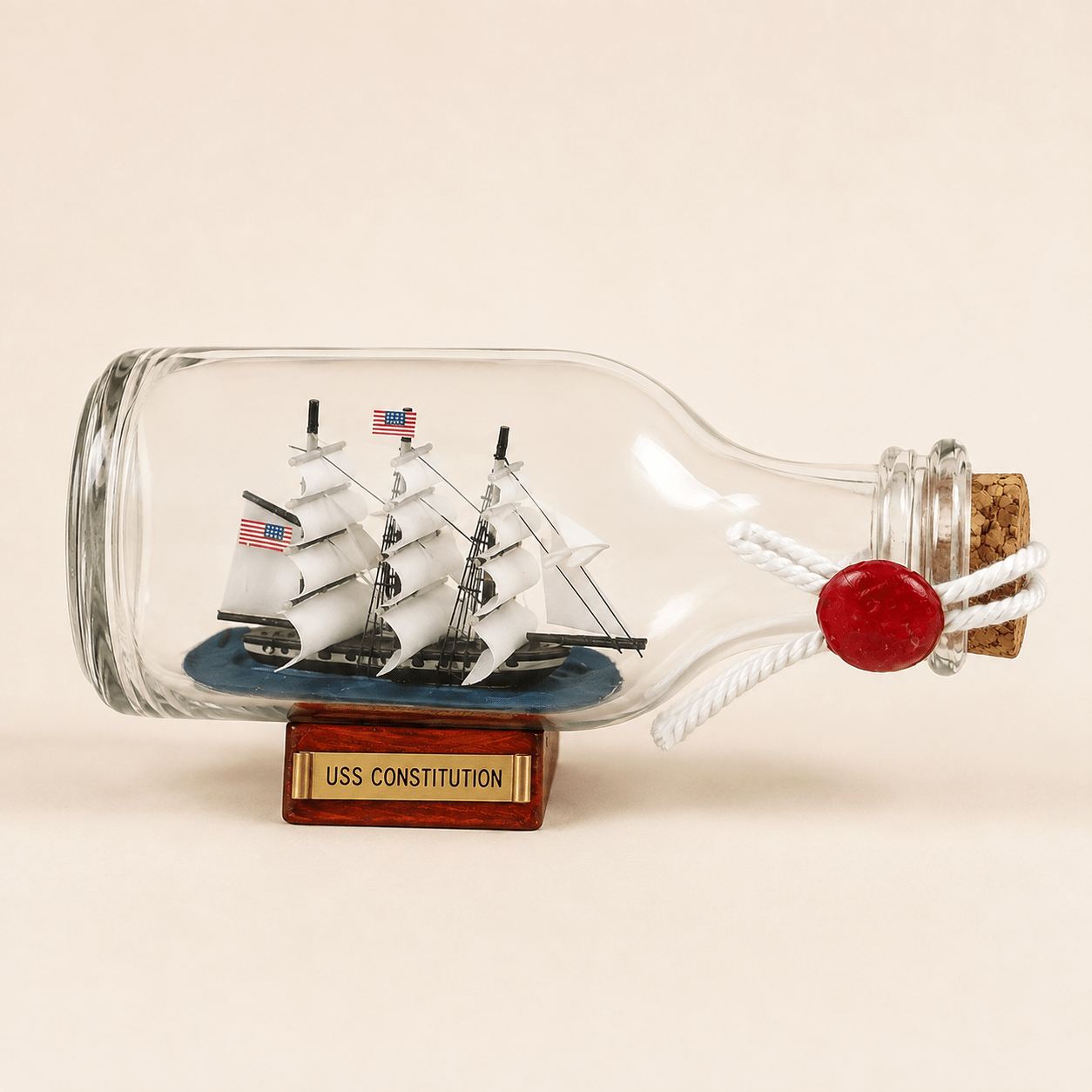 USS Constitution Ship in a Bottle – Handcrafted Nautical Decor - Ocean Relic Studio- Handcrafted Wooden Ship Model